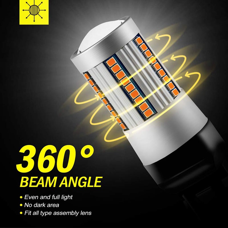 Antline 7440 7444 T20 7440A 7440NA LED Bulbs Amber Yellow for Turn Signal Lights with Build-in Load Resistor CANBUS Error Free Anti Hyper Flash for Blinker Bulb Replacement (Pack of 2) - Image 3